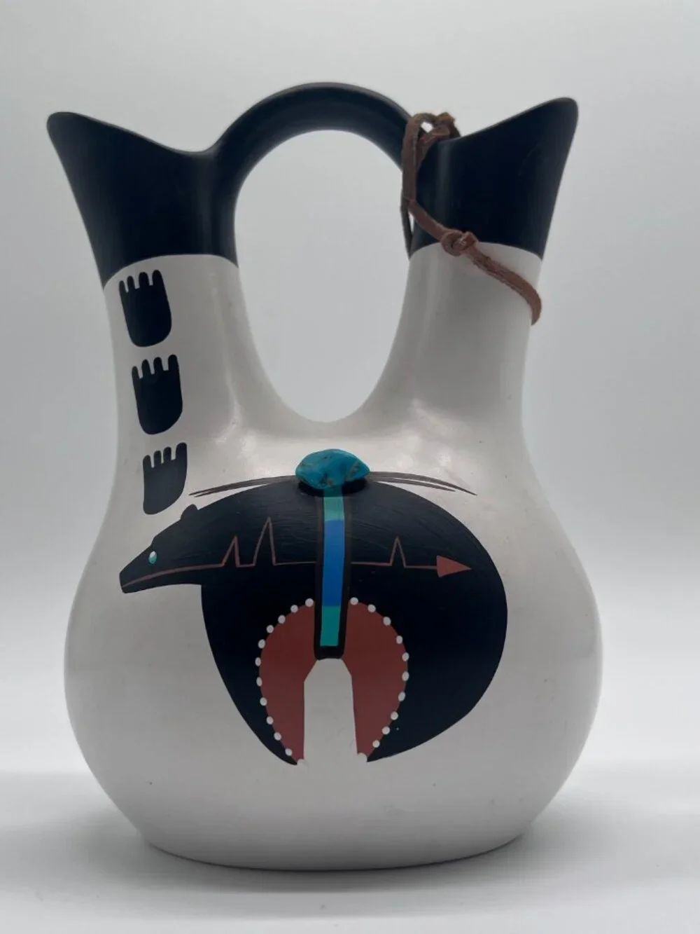 Navajo Wedding Vase Signed La Maya Hand Painted Southwestern Pottery